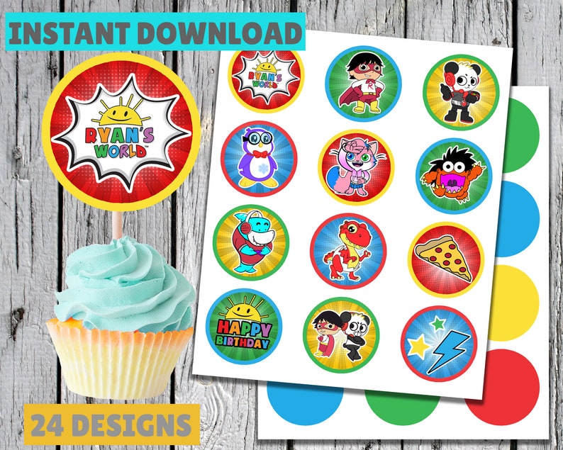 Ryan's World Cupcake Toppers PRINTABLE INSTANT DOWNLOAD | Etsy