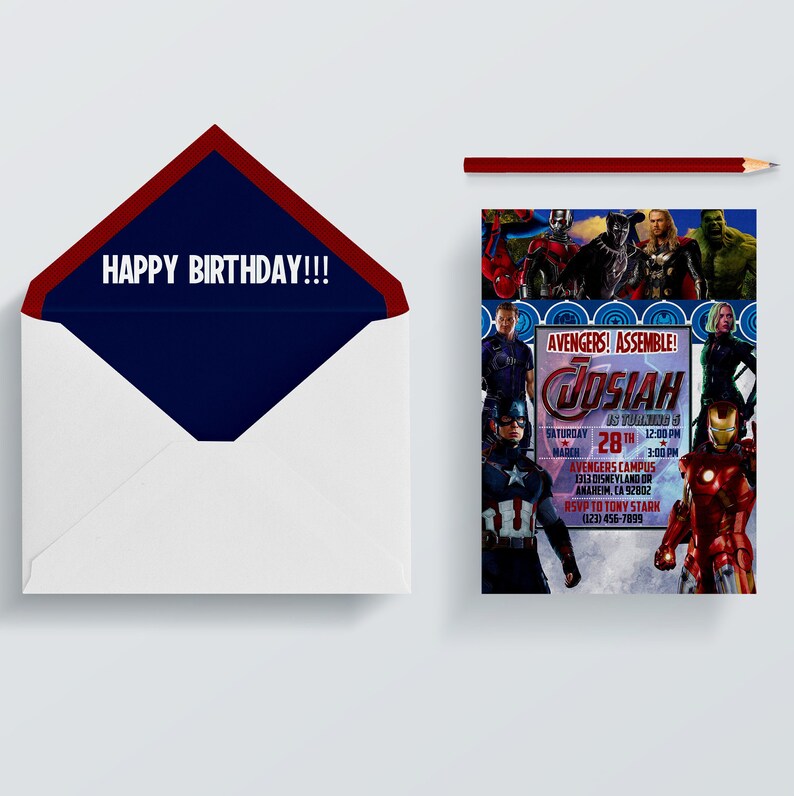 Marvel Avengers Birthday Invitation 5x7 DIGITAL FILE Etsy