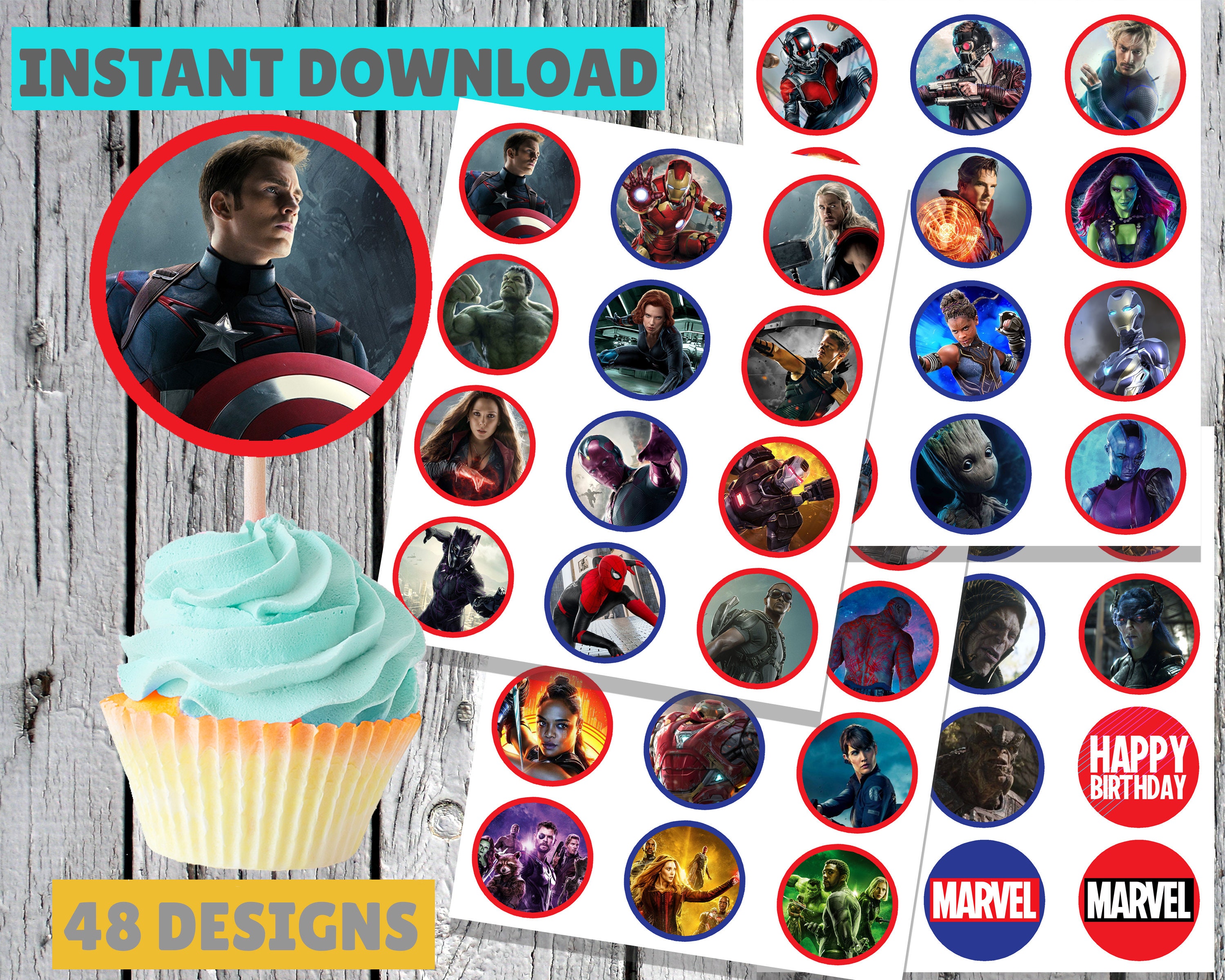 Avengers Cupcake Toppers Free Printable