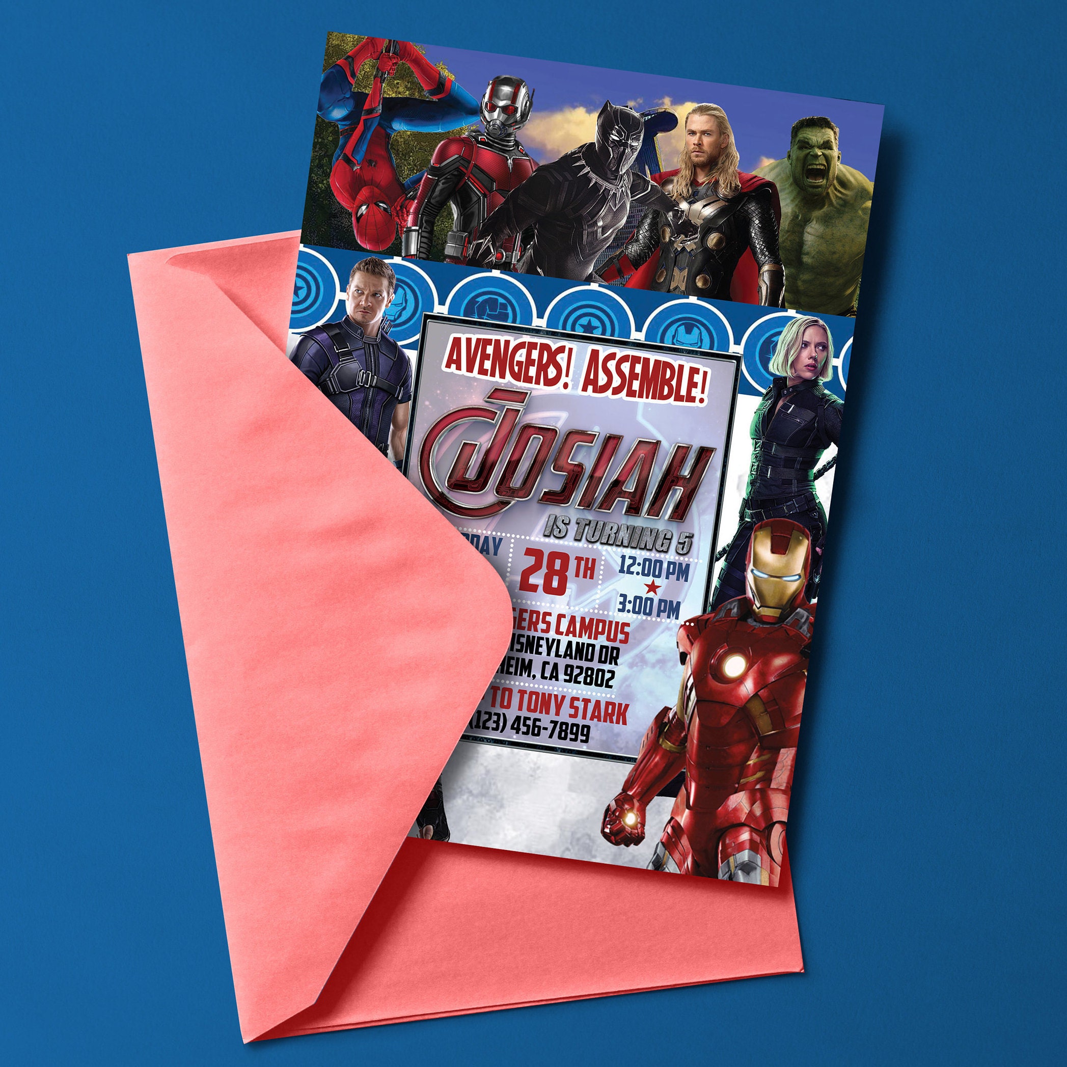 Marvel Avengers Birthday Invitation 5x7 DIGITAL FILE Etsy
