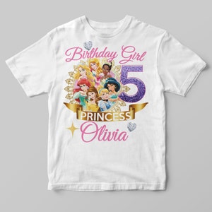 Disney Princess Birthday Shirt DIGITAL FILE - PRINTABLE, Princess Shirt, Princess Birthday T-Shirt, Princess Custom Shirt, Birthday Tee