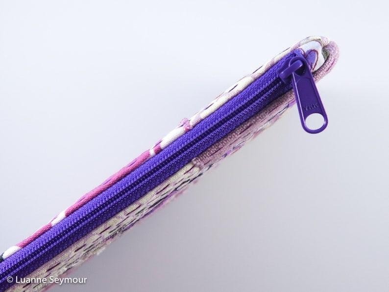 Kindle sleeve pencil pouch embroidered bag hand quilted bag boho bag linen project bag patchwork Hand stitched linen zipper pouch