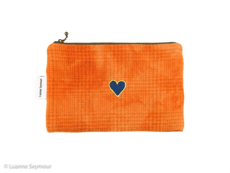wool appliqu\u00e9 Hand stitched wool zipper pouch hand quilted bag boho bag embroidered bag wool project bag pencil pouch Kindle sleeve