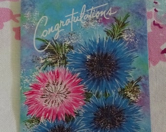 Unused Vintage Congratulations Card, Floral Congrats Greeting with Envelope, Versatile Congratulations Card, Flowery Greeting Card USA Made