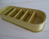 Vintage Yellow Vanity Storage, Mid Century Chartreuse Yellow Hosiery Drawer, 1950 39 s Dream House Closet Accessory, Satin Divided Drawer