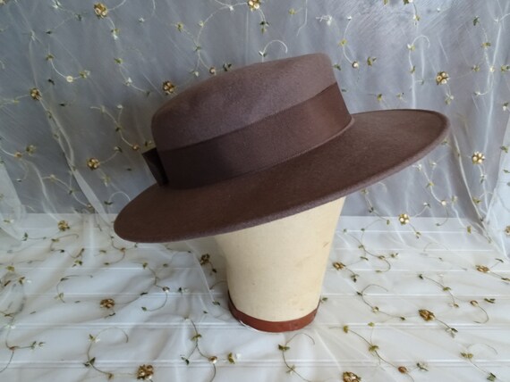 Vintage Bollman Ladies Hat, Taupe Fedora Bolero S… - image 4