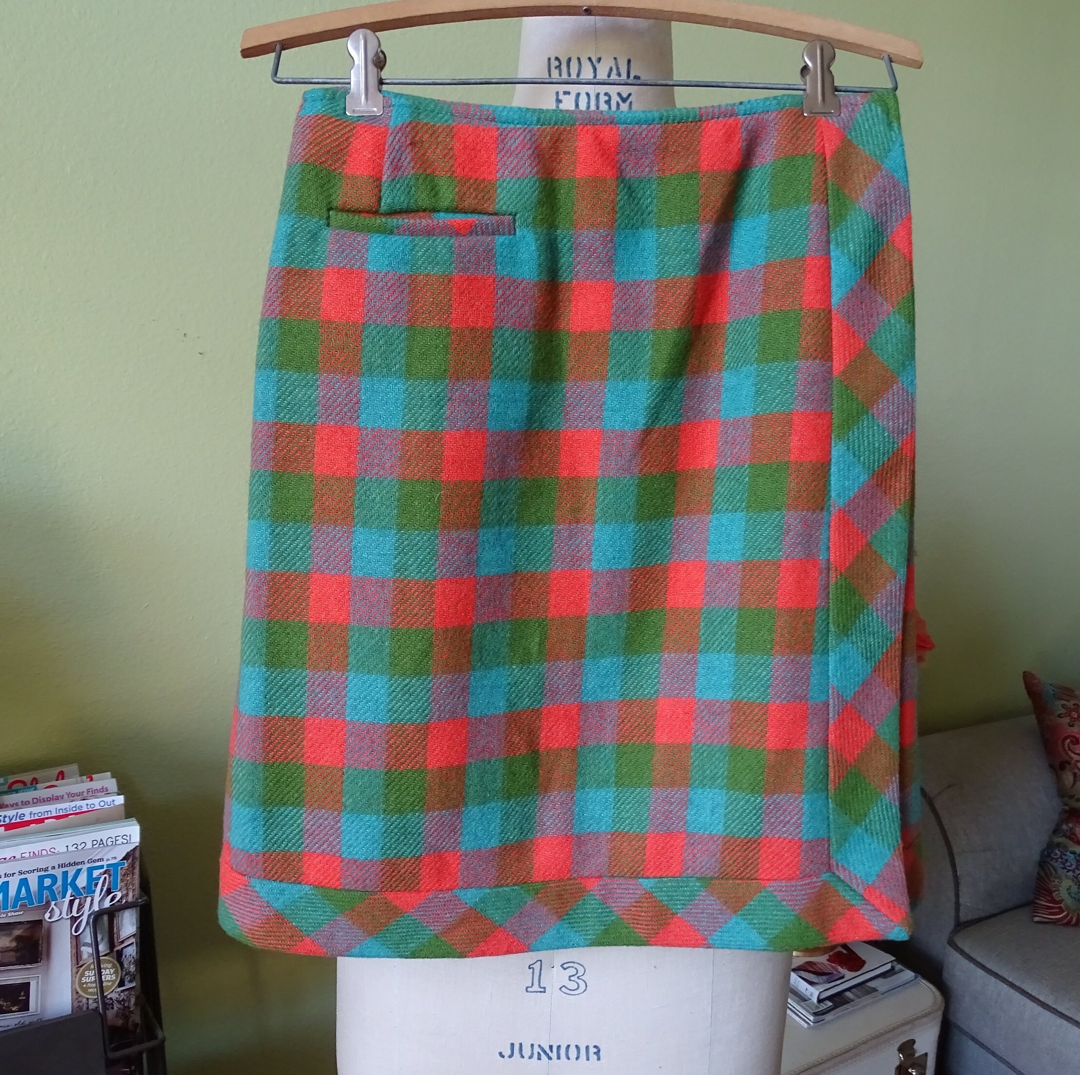 Vintage Plaid Wrap Skirt 1970's Ladies Wool Wrap Around Etsy