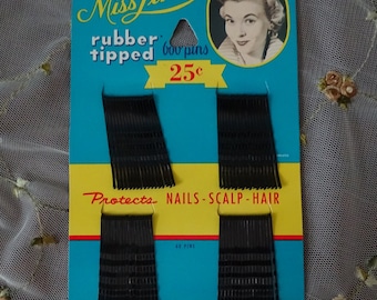 Unused Vintage Hair Pins, 1960's Miss Linda Hair Bob Pins, Mid Century Advertising, Original Product Packaging, Salon Stylist Curl Holder