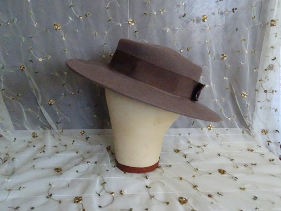 Vintage Bollman Ladies Hat, Taupe Fedora Bolero S… - image 1