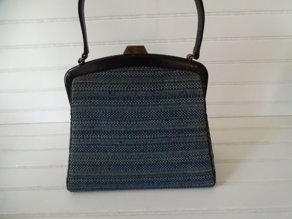 Vintage MM Blue Fabric Handbag,  Mid 50's Morris … - image 9