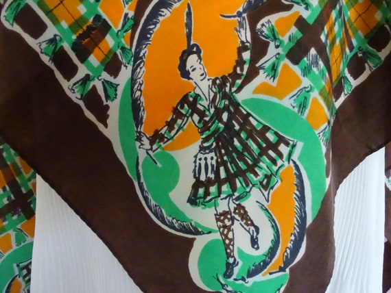 Vintage Silk Glamour Scarf, Mid Century Dancing L… - image 5