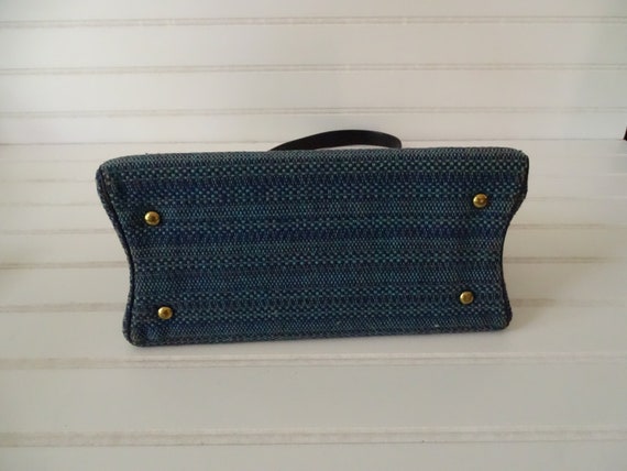 Vintage MM Blue Fabric Handbag,  Mid 50's Morris … - image 5