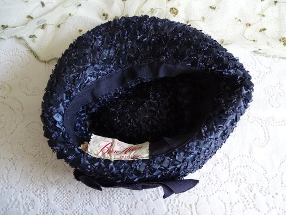 Vintage Ladies Black Straw Hat, 1960's Bern-Allen… - image 9