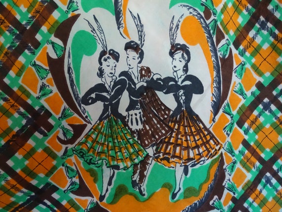 Vintage Silk Glamour Scarf, Mid Century Dancing L… - image 4