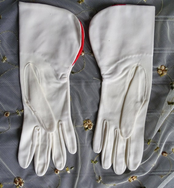 Vintage Red & White Gloves, Ladies Mid Century Fa… - image 10