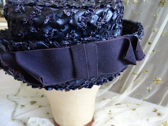 Vintage Ladies Black Straw Hat, 1960's Bern-Allen… - image 3