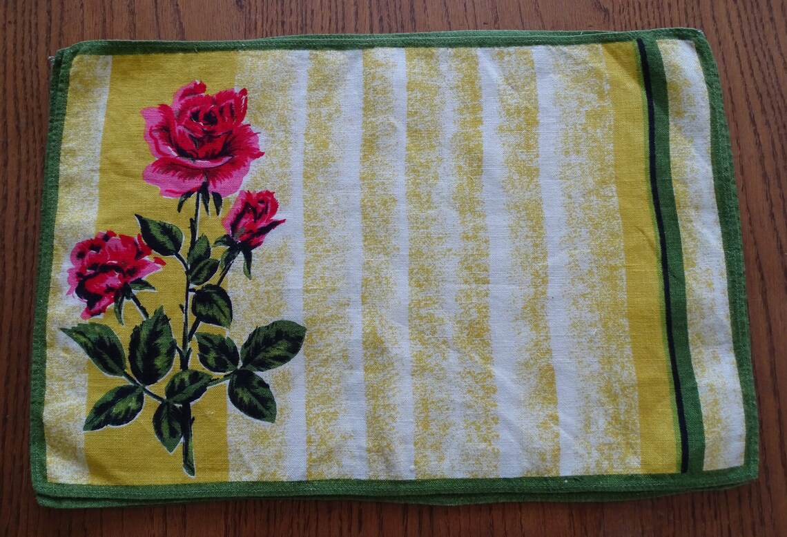 Vintage Placemats & Napkins Set of 4 Matching Cloth Table Etsy