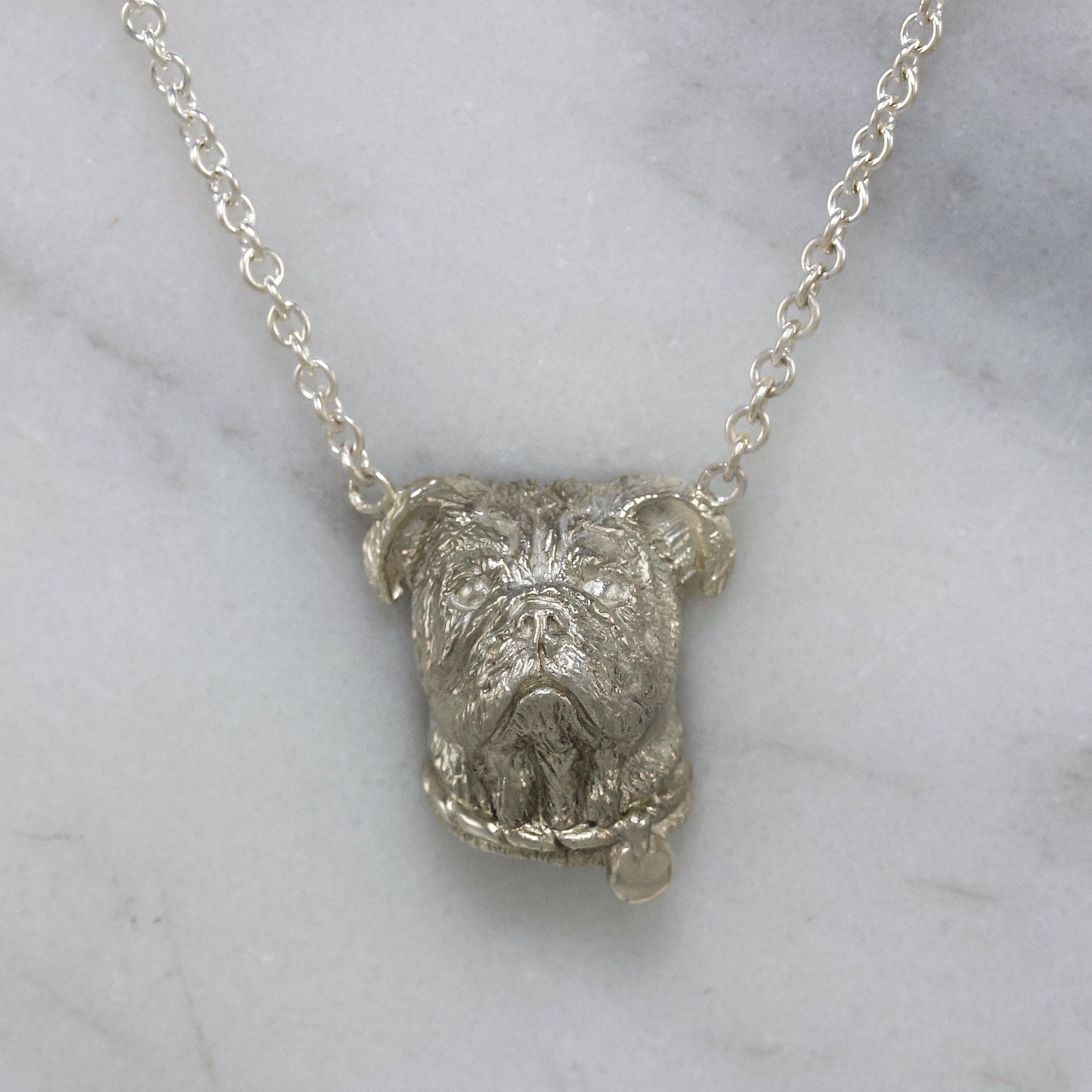 English Bulldog, Sterling Silver Dog Necklace, Dog Jewelry ONE OF A