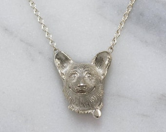 Corgi Necklace, Sterling Silver Dog Necklace, Dog Jewelry ONE OF A KIND 16 and 18inch chain Ready to ship!