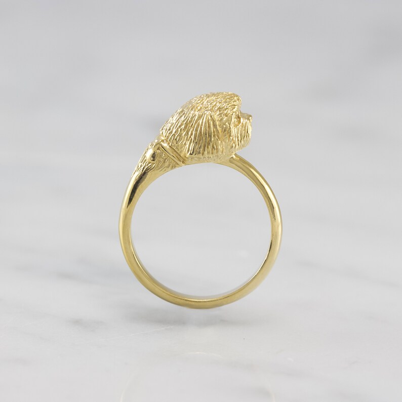 Dog Ring Dog Jewelry Shih Tzu Ring Hand-Carved 18k Gold Vermeil