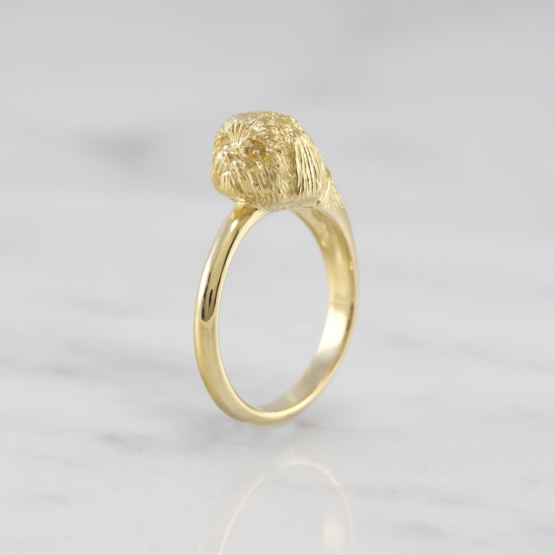 Dog Ring Dog Jewelry Shih Tzu Ring Hand-Carved 18k Gold Vermeil