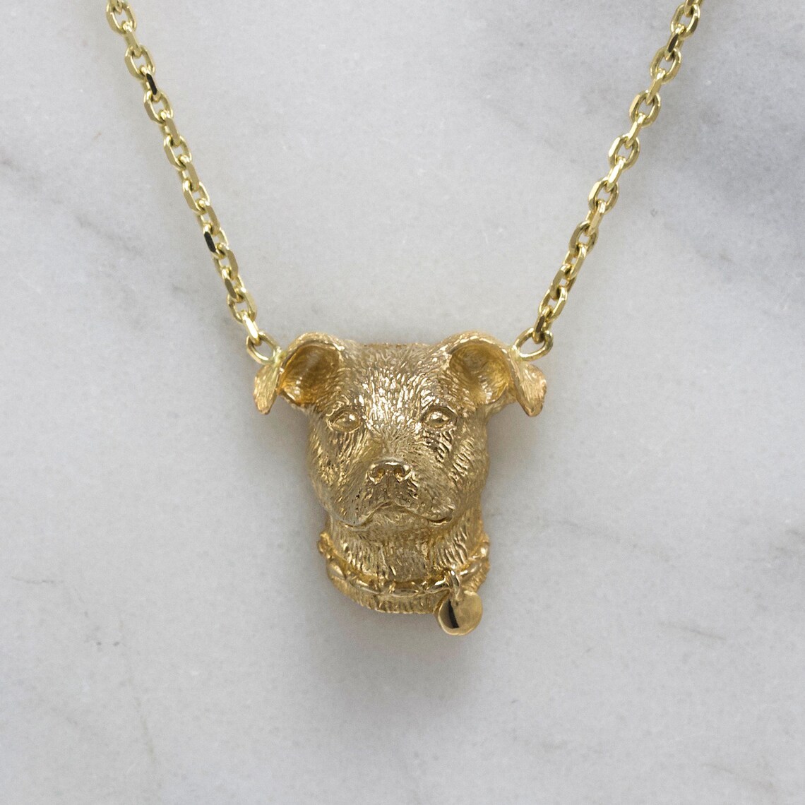 Pitbull Necklace, 18k Gold Vermeil, Dog Necklace, Dog Jewelry Hand