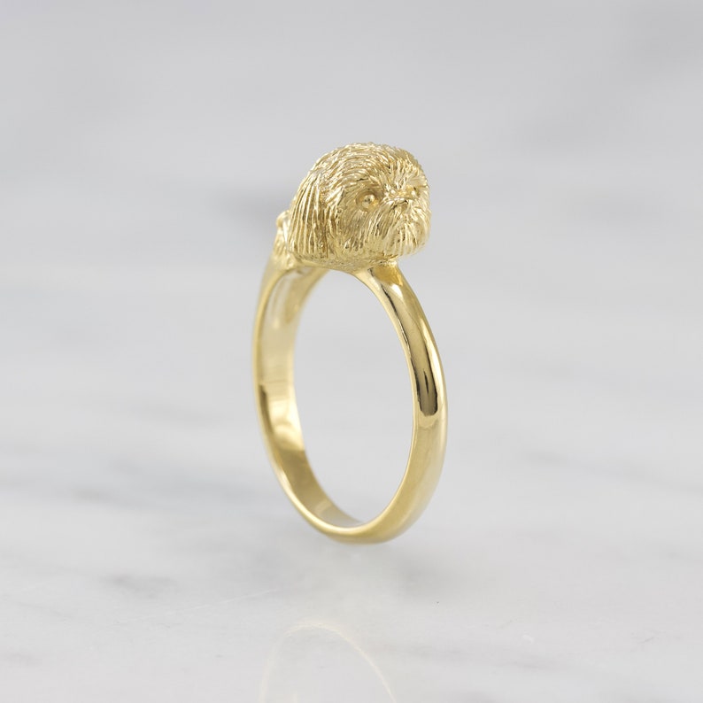 Dog Ring Dog Jewelry Shih Tzu Ring Hand-Carved 18k Gold Vermeil