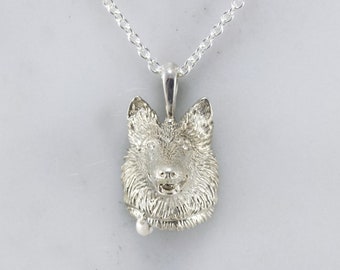 Collie Pendant, Sterling Silver or 18k Gold Vermeil Dog Necklace, Dog Jewelry, Charm Necklace, Border Collie