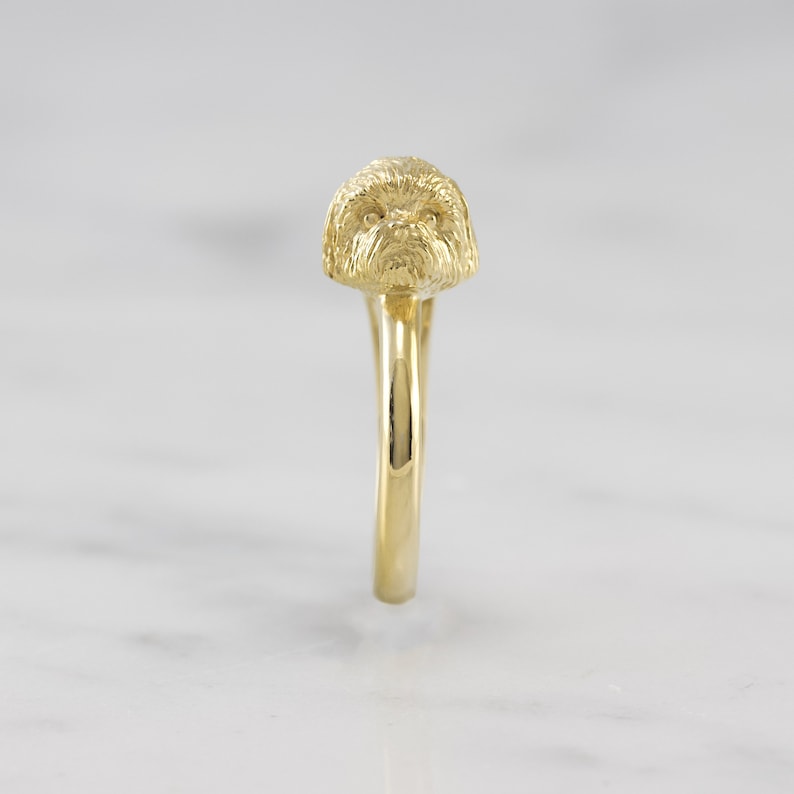 Dog Ring Dog Jewelry Shih Tzu Ring Hand-Carved 18k Gold Vermeil
