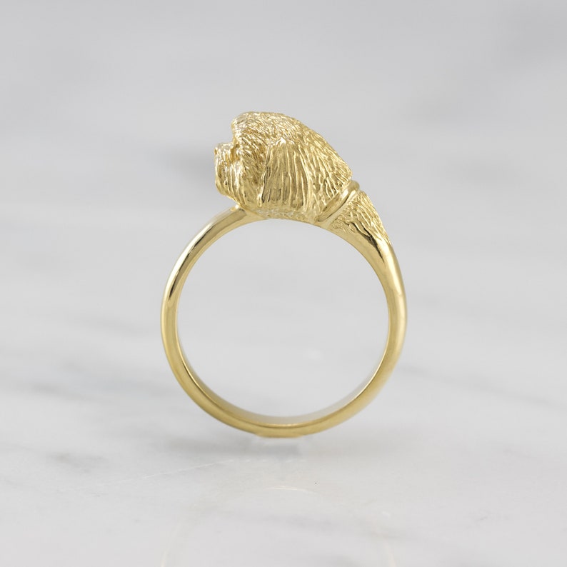Dog Ring Dog Jewelry Shih Tzu Ring Hand-Carved 18k Gold Vermeil