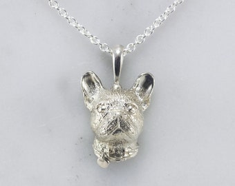 French Bulldog Pendant, Sterling Silver or 18k Gold Vermeil Dog Necklace, Dog Jewelry, Charm Necklace, Frenchie Jewelry