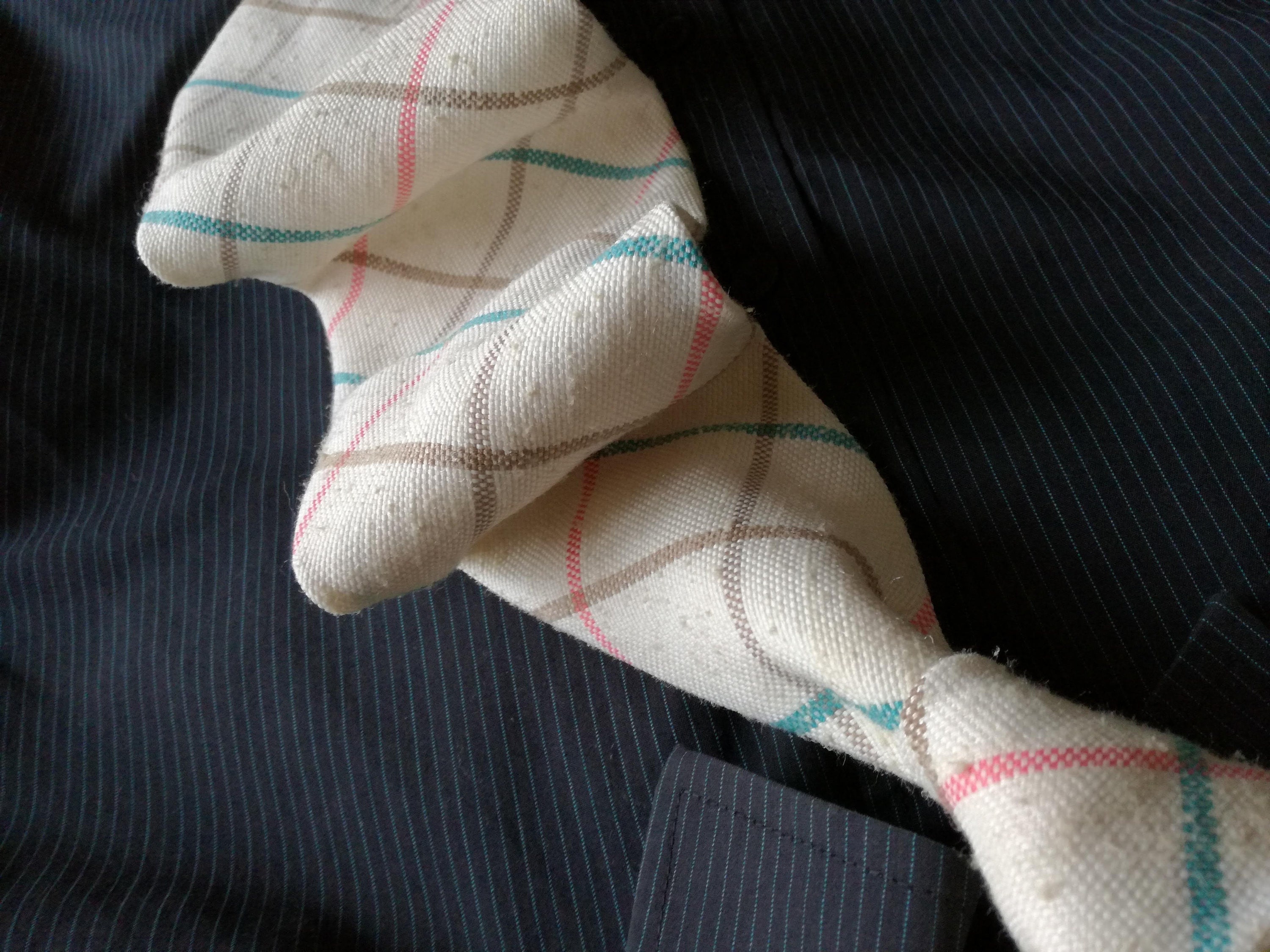 Fat mod Wide VINTAGE 60s 70s Mark Seven pink khaki teal tattersall plaid ivory men Necktie tie cravat. Men's retro white neckwear dapper