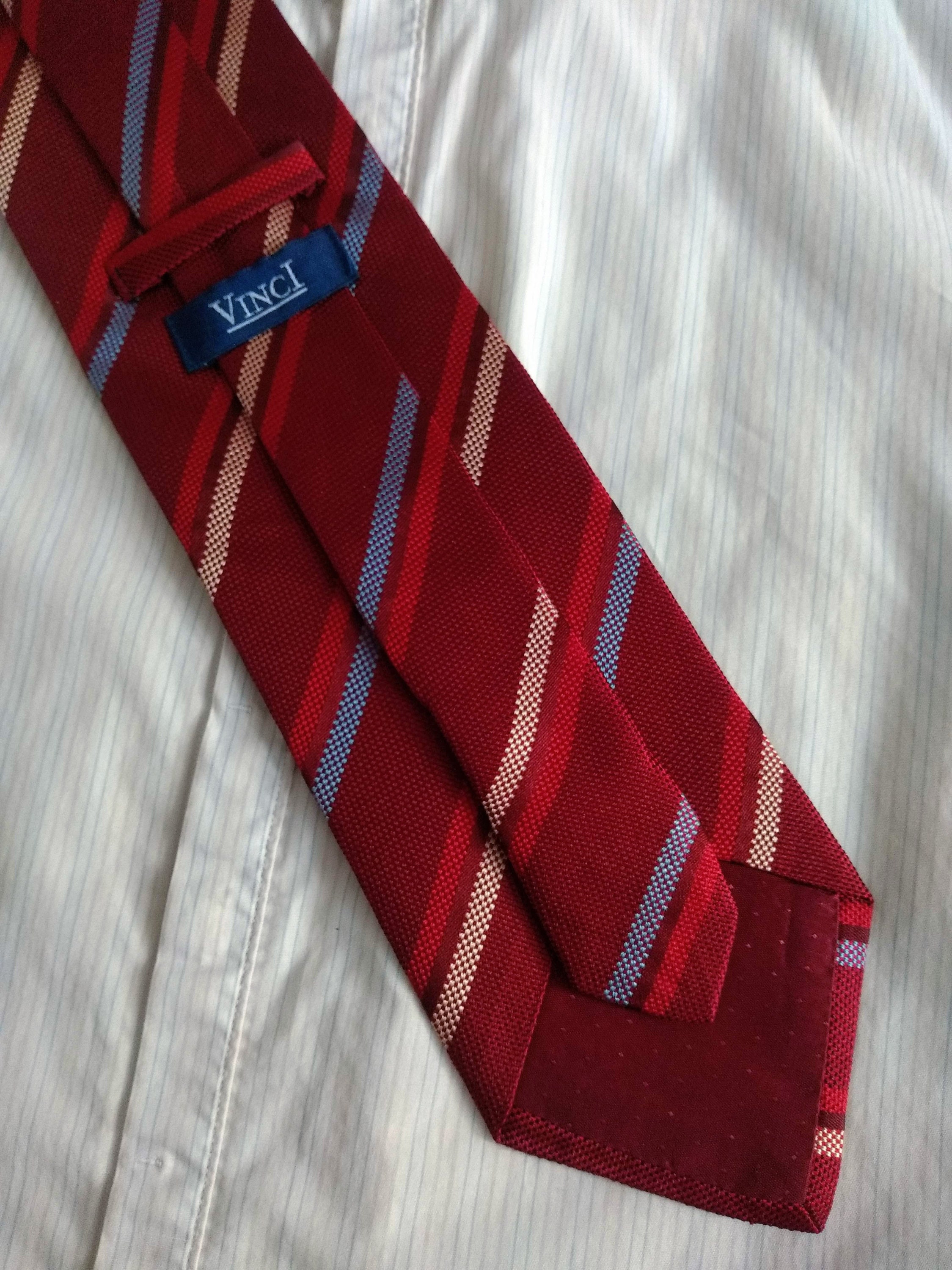 Vinci Burnt Red Striped Classic Silk Tie. Blue and Champagne - Etsy