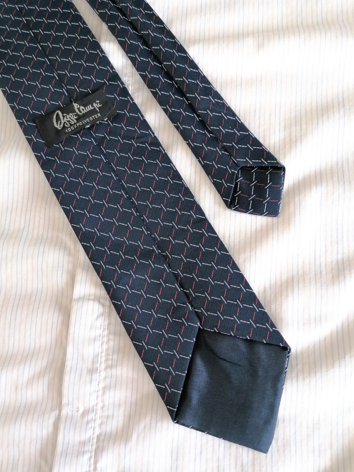 VINTAGE 70s 60s navy NeckTie tie cravat. Geometric Mod tie. | Etsy
