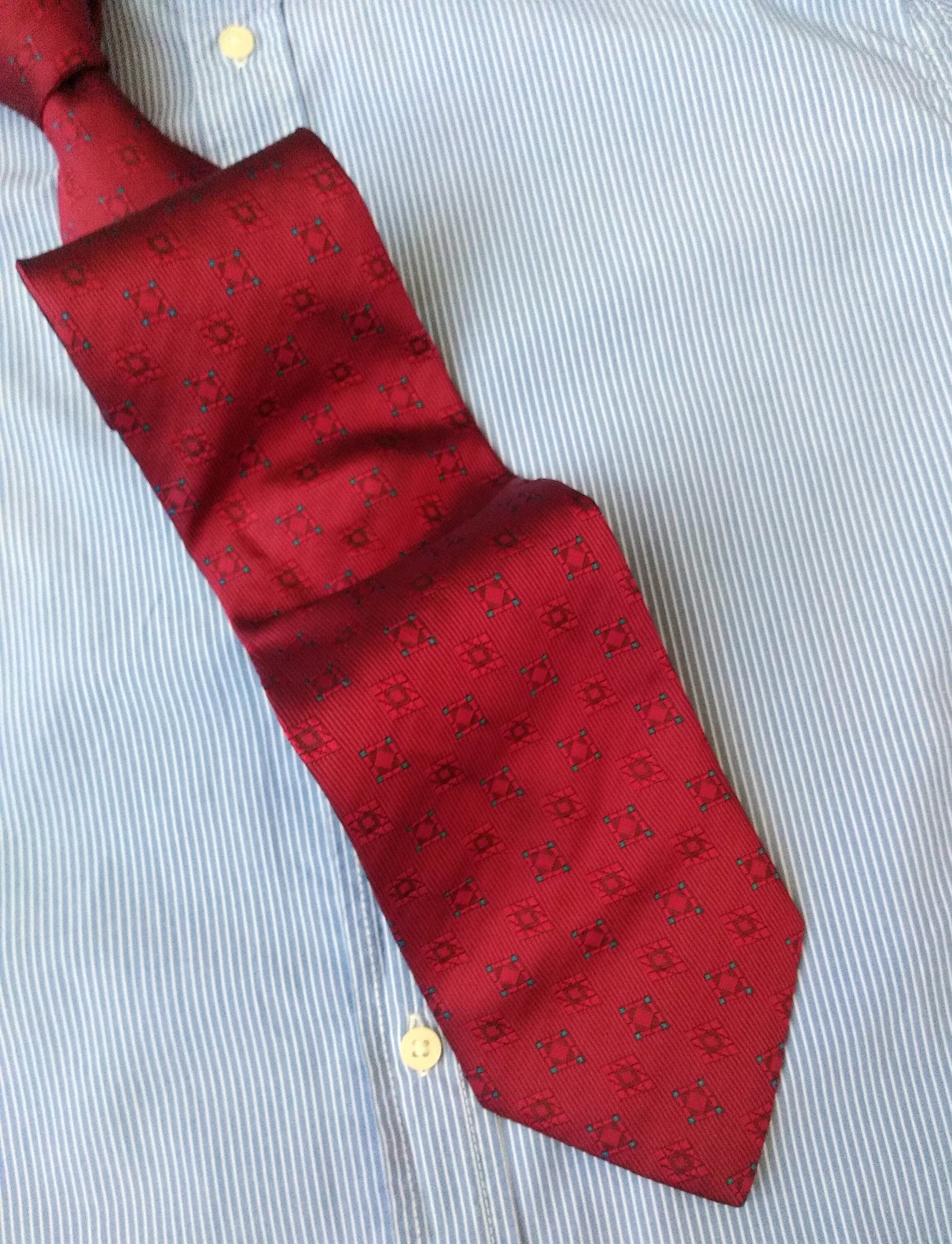 Vinci Red Geometric Foulard Silk Tie. Made in Italy Diamonds - Etsy