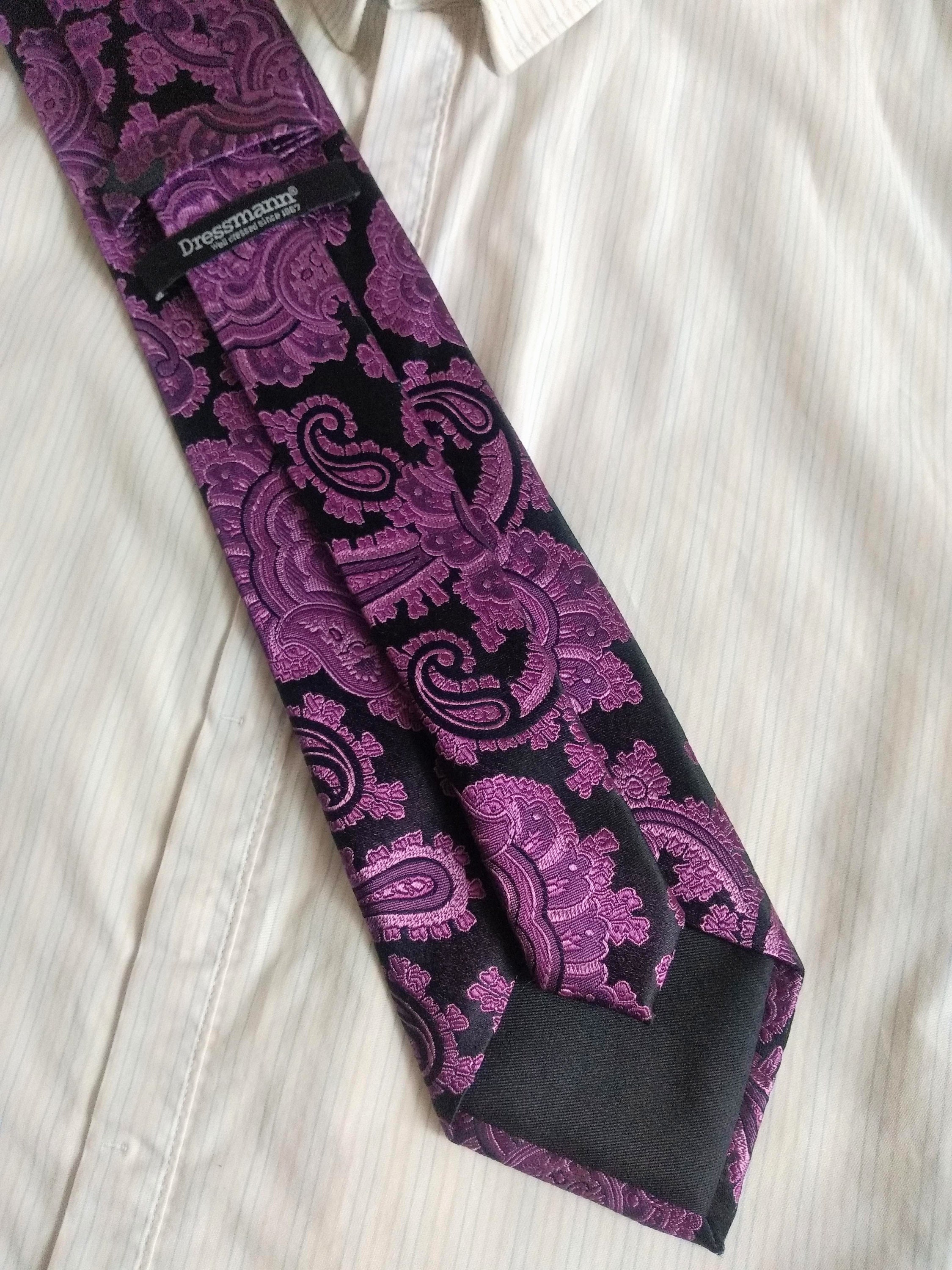 Dressmann Luxury Black Paisley Silk Tie. Classic Necktie | Etsy