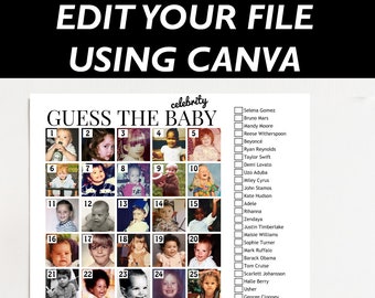 DIY Guess the celebrity baby photos, Virtual baby shower game, Custom who is that baby, guess the celebrity baby photo, download TLC658 C