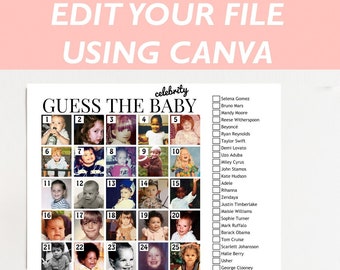 DIY Guess the celebrity baby photos, Virtual baby shower game, Custom who is that baby, guess the celebrity baby photo, download TLC658 C