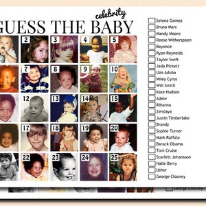 Guess the celebrity baby names, who is that baby, guess the baby photo, printable Baby Shower Games, Baby Shower game TLC658 E