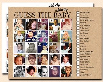 Rustic Guess the celebrity baby photos, who is that baby, guess the celebrity baby photo, printable Baby Shower Games, Baby Shower TLC658D