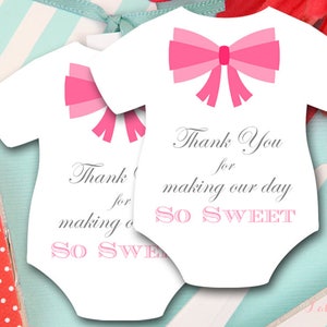 Pink Girl Baby Shower Favor Tags, Girl Baby Shower Favors, Thank You Tags, Bow tie Baby Shower, Baby Shower Favor Tags, Thank You Tags, LF23