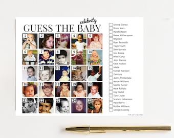Guess the celebrity baby names, Who's that Baby, who is that baby, guess the baby photo, printable Baby Shower, virtual Baby Shower TLC658a