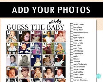 Custom Guess the Baby photos, who's that baby, guess the celebrity baby photo, printable Baby Shower Games, Baby Shower TLC658 B