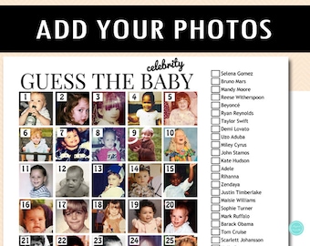 Custom Guess the Baby photos, who's that baby, guess the celebrity baby photo, printable Baby Shower Games, Baby Shower TLC658 B