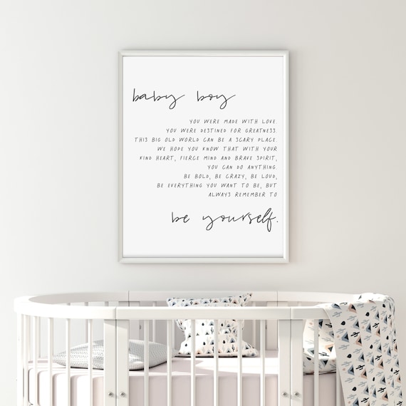Baby Boy Nursery Wall Art Sign, Baby Boy Nursery Wall Art, Over the Crib  Nursery Sign, Be Yourself Sign, Baby Boy Nursery Quotes, BS693e