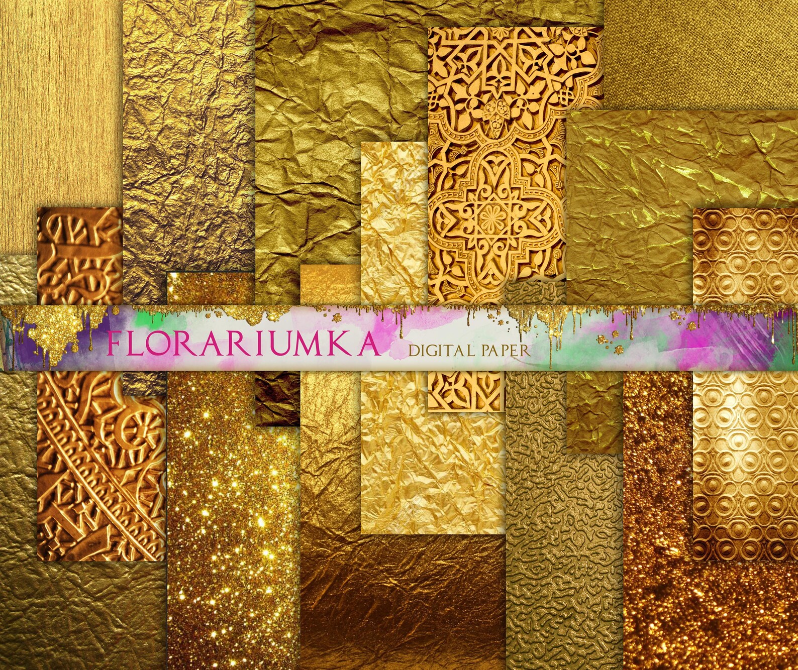 Gold Digital Scrapbook Backgrounds Gold Digital Patterns 14 | Etsy