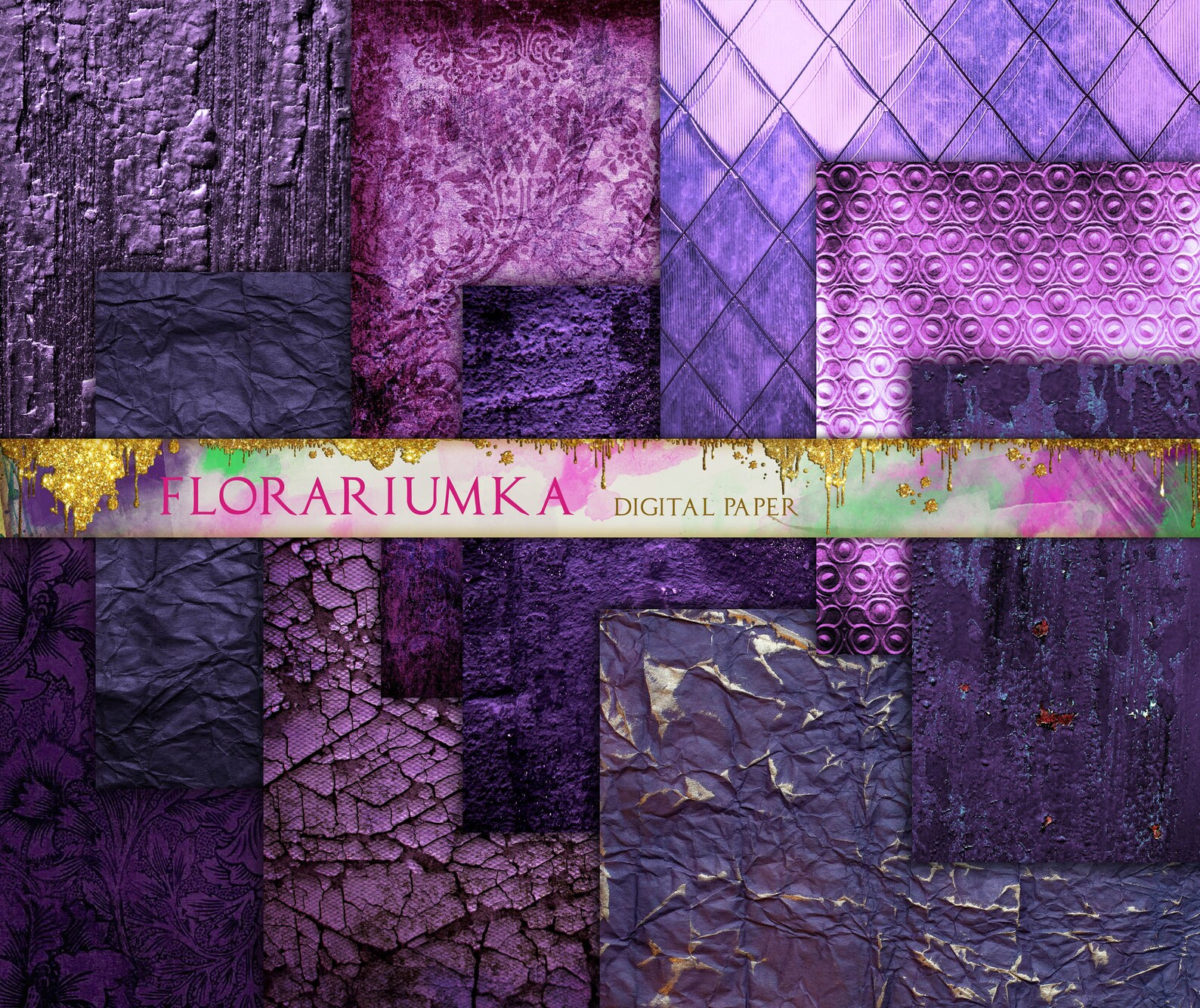 Purple Digital Scrapbook Backgrounds Vintage Digital Textures Etsy