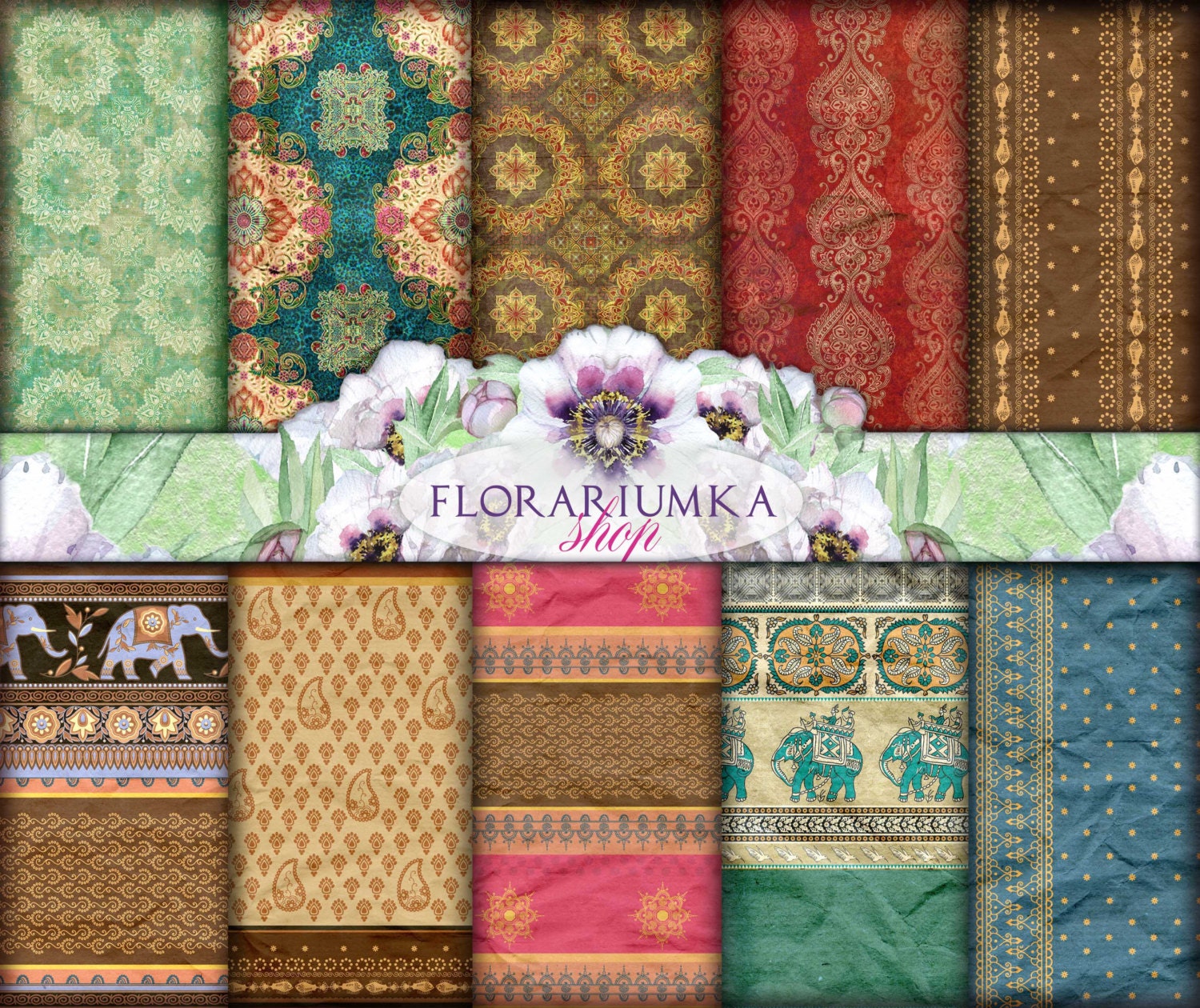 Indian Scrapbook Digital Pattern. Digital Paper Indian Saree. Etsy