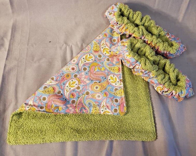 Pink Blue Green Paisley Ice Skate Soakers and Terry Cloth Towel set