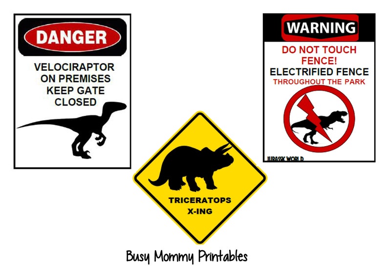 Jurassic World Park Signs Set of 3 Digital Files | Etsy